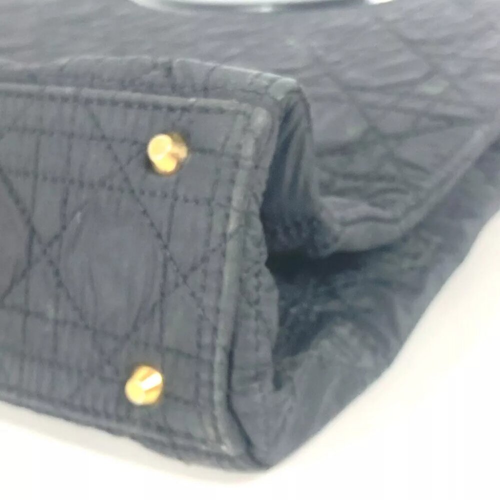 Auth Dior vintage Cannage Quilted Bag Hand Bag Leather / Nylon Black - Picture 10 of 13